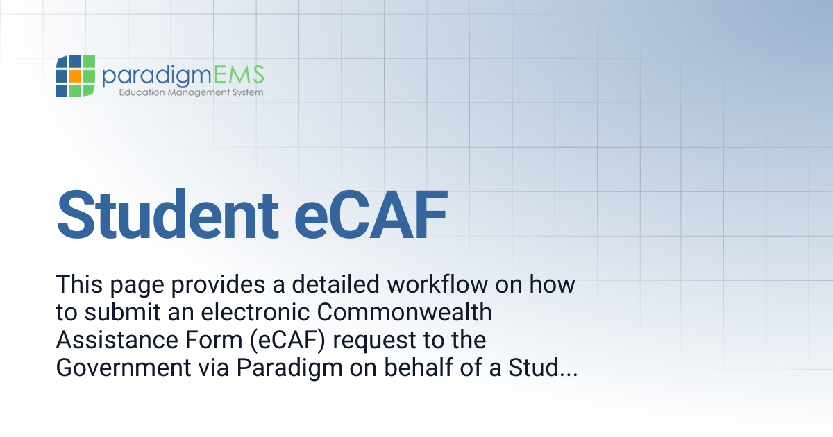 Student eCAF | Paradigm Knowledge Base | Silverband Documentation