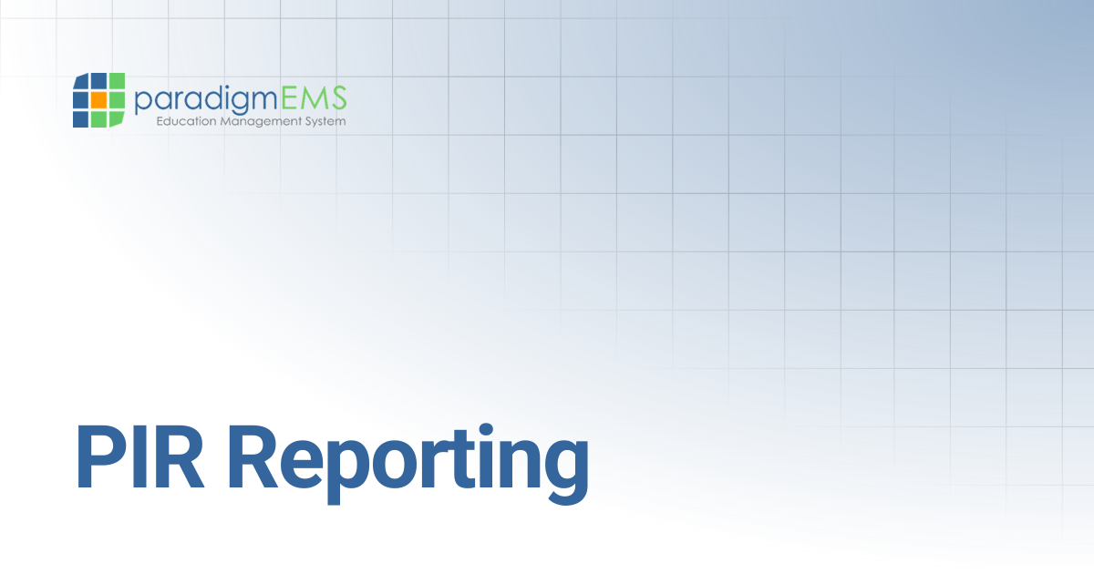 PIR Reporting | Paradigm Knowledge Base | Silverband Documentation